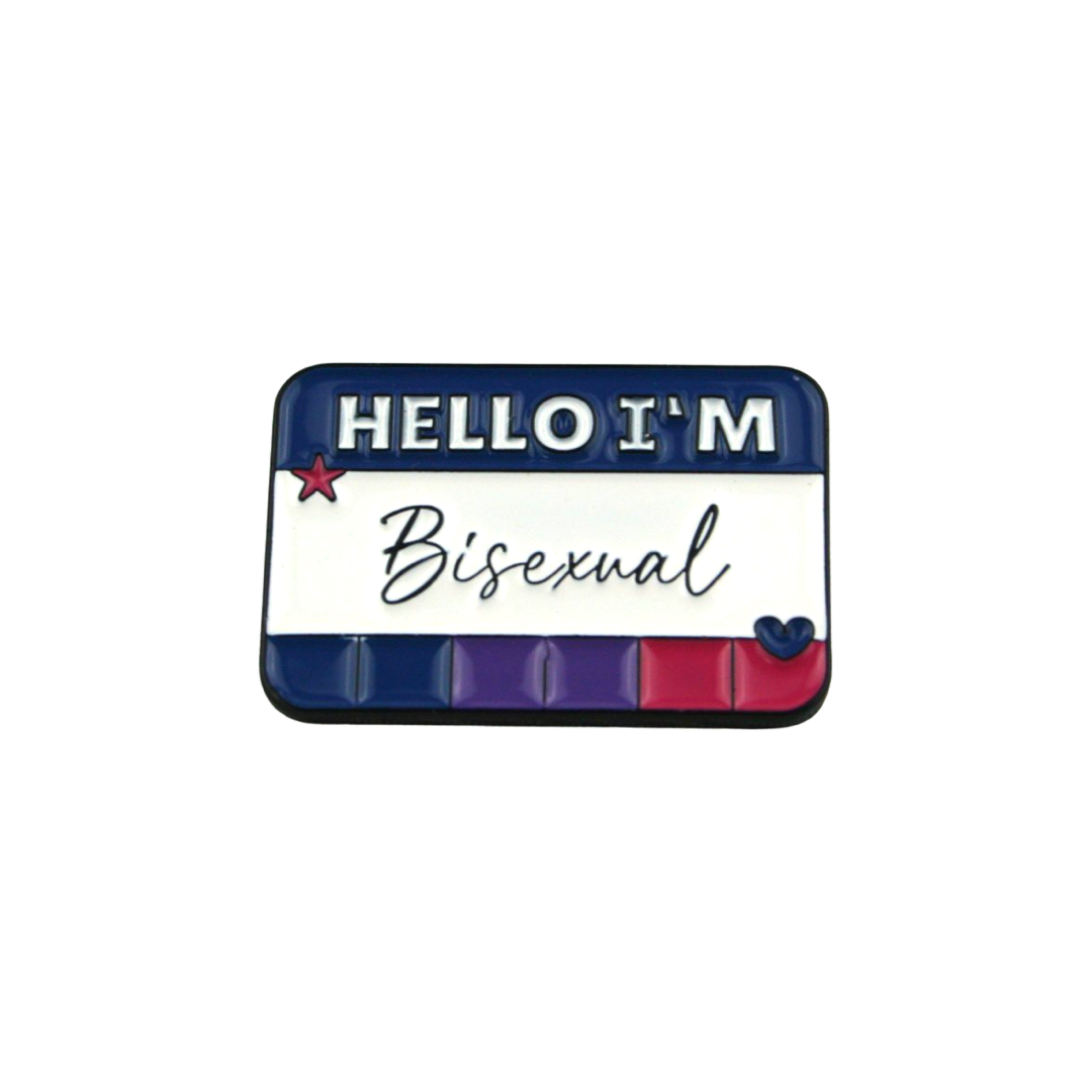 Nametag Pin - Hello I'm Bisexual